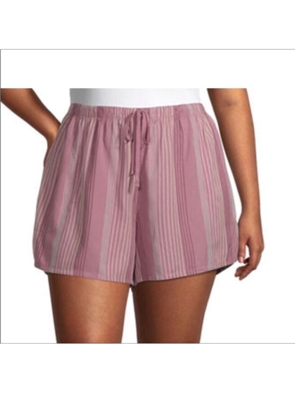 Ambrielle sleep lounge shorts Woman’s 2X plus mauve stripe with pockets